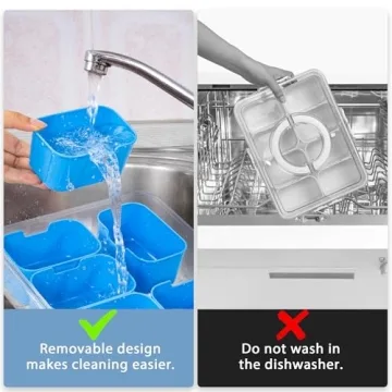 Divided Snack Tray with Lid and Handle - Cerulean