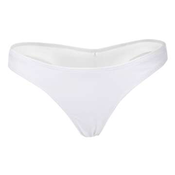 Focussexy Women's Hot Summer Brazilian Beachwear Bikini Bottom Thong Swimwear White L