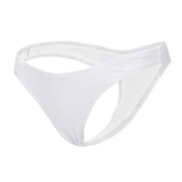 Focussexy Women's Hot Summer Brazilian Beachwear Bikini Bottom Thong Swimwear White L