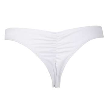 Focussexy Women's Hot Summer Brazilian Beachwear Bikini Bottom Thong Swimwear White L