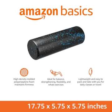 Amazon Basics High-Density Round Foam Roller for Exercise, Massage, Muscle Recovery - 18-inch, Blue ...