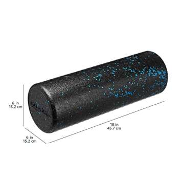 Amazon Basics High-Density Round Foam Roller for Exercise, Massage, Muscle Recovery - 18-inch, Blue Speckled