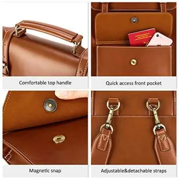 Chic ECOSUSI Laptop Backpack for Women, Stylish PU Leather