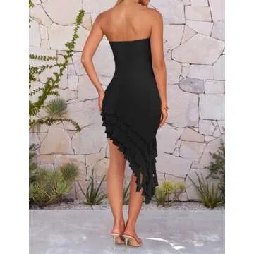 ZESICA Women's Summer Strapless Bodycon Dress