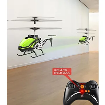 SYMA RC Helicopter with 3.5 Channel, Gyro Stabilizer, High & Low Speeds - Sturdy Green Aircraft for Kids