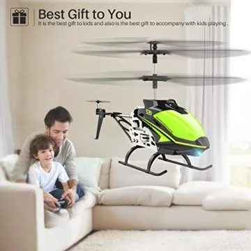 SYMA RC Helicopter with 3.5 Channel, Gyro Stabilizer, High & Low Speeds - Sturdy Green Aircraft for Kids