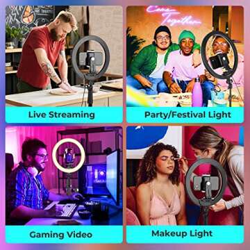 UBeesize 12" Ring Light with Tripod & Phone Holder – Adjustable for Perfect Lighting and Content C...