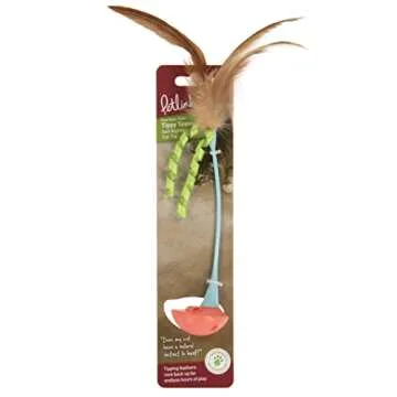 Petlinks Tippy Teaser Rocking Feather Cat Toy - Fun for Cats