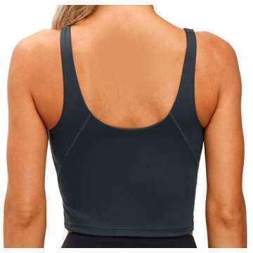 Women’s Longline Sports Bra Wirefree Padded Medium Support Yoga Bras Gym Running Workout Tank Tops (Charcoal Grey, Medium)