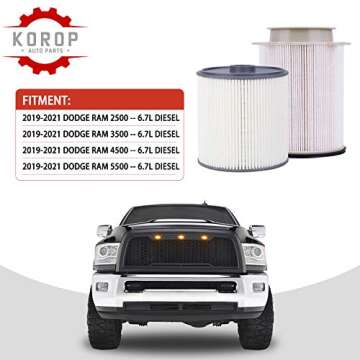 6.7 Cummins Fuel Filter Water Separator Set Fits for 2019 2020 2021 2022 2023 2024 Dodge Ram 2500 35...