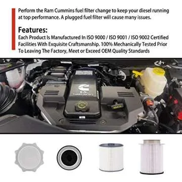 6.7 Cummins Fuel Filter Water Separator Set Fits for 2019 2020 2021 2022 2023 2024 Dodge Ram 2500 3500 4500 5500 6.7L Diesel Turbo Engines, Replaces# 68157291AA and 68436631AA