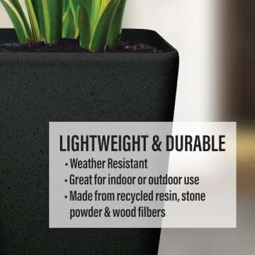22" Tall Planters with Drainage | Indoor/Outdoor Pots | Set of 2