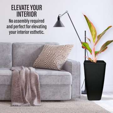 22" Tall Planters with Drainage | Indoor/Outdoor Pots | Set of 2