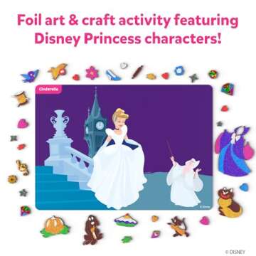 Skillmatics Art & Craft Activity - Foil Fun Disney Princess, No Mess Art for Kids, Craft Kits & Supplies, DIY Creative Activity, Valentine's Day Gifts for Girls & Boys Ages 4, 5, 6, 7, 8, 9