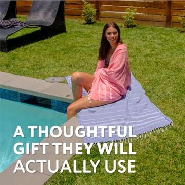 WETCAT Turkish Beach Towel Oversized (38"x71") 100% Turkish Cotton, Made in Turkey - Sand Free, Extr...