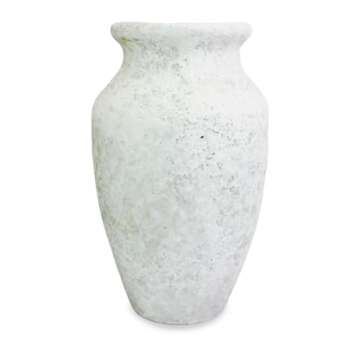 roro Handmade 7-Inch Rustic White Textured Ceramic Prunus Vase for Beautiful Floral Displays