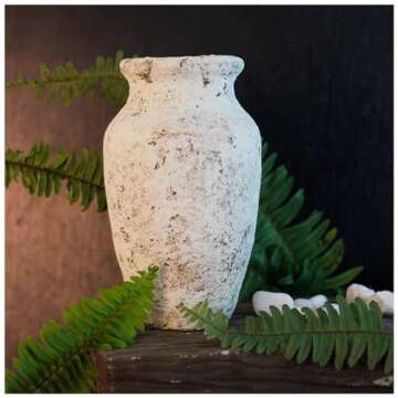 roro Handmade Rustic White Textured Ceramic Prunus Vase