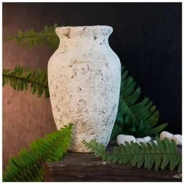 roro Handmade Rustic White Textured Ceramic Prunus Vase