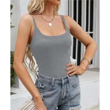 Pepochic Scoop Neck Ribbed Tank Top for Summer Casual Wear
