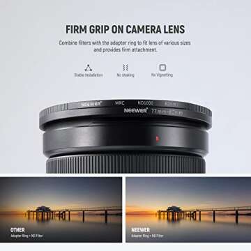 Neewer 9 Pieces Lens Filter Rings Set, Made of Anodized Aluminum, Includes: 37-49mm, 49-52mm, 52-55mm, 55-58mm, 58-62mm, 62-67mm, 67-67mm, 8-2.8 35" 72-77mm 77-82mm