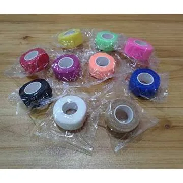 12 Pack 1" x 5 Yards Self Adhesive Elastic Bandage Wrap Stretch Self-Adherent Tape for First Aid,Sports, Wrist, Ankle (10 Colors)
