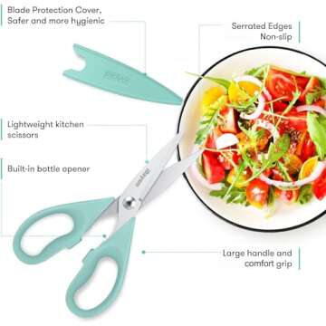 Kitchen Shears, iBayam Kitchen Scissors All Purpose Heavy Duty Meat Poultry Shears, Dishwasher Safe ...
