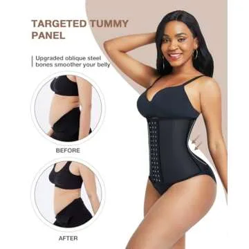 Waist Trainer for Women Latex Underbust Waist Cincher Corset, Tummy Control Corset Sport Girder Hourglass Body Shaper, 2XL, Black