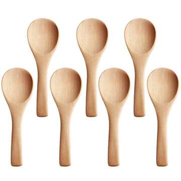 30 Pieces Small Wooden Spoons Mini Nature Wooden Spoons for Jars Mini Tasting Spoons Condiments Salt...