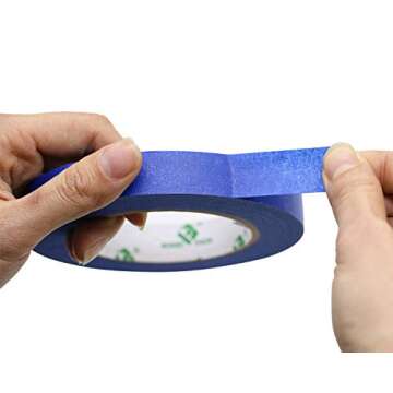 BOMEI PACK 6Pack Blue Painters Masking Tape, 1/4” 1/2” 3/4” X 60yds Multi Size Painting Paper Tape, Clean Removal with No Residue