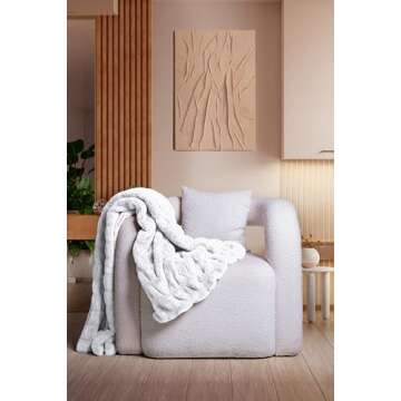 Luxury Concepts Soft Faux Rabbit Fur Throw Blanket - 50" x 60", Elegant Ruched Design Blanket, Machi...
