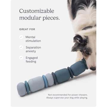 FABLE Armadillo Interlocking Puzzle Toy for Dogs - Customizable Fetch & Chew Toy Made of Modular Natural Rubber Pieces - Easy to Clean with Interior Ridges for Variety of Dog Treats - Navy - Small