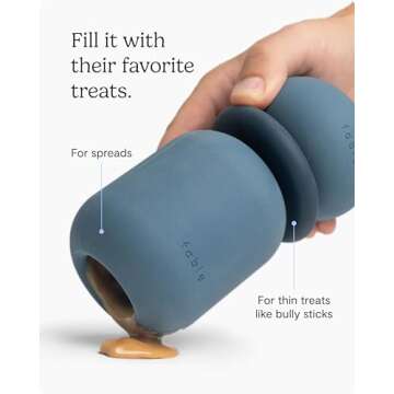 FABLE Armadillo Interlocking Puzzle Toy for Dogs - Customizable Fetch & Chew Toy Made of Modular Natural Rubber Pieces - Easy to Clean with Interior Ridges for Variety of Dog Treats - Navy - Small