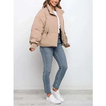 Stylish Gihuo Women's Winter Cropped Puffer Jacket
