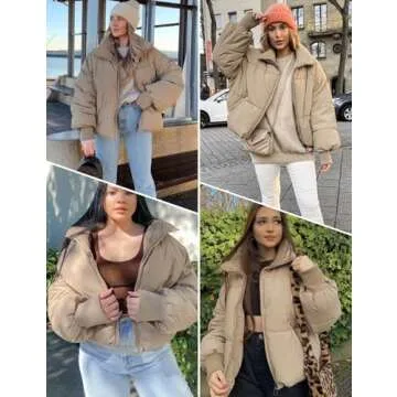 Stylish Gihuo Women's Winter Cropped Puffer Jacket