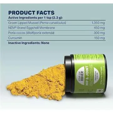 Four Leaf Rover Hip & Joint - Mobility & Joint Support with Glucosamine and Chondroitin for Dogs, 2.4 oz - 22 to 60 Day Supply, Depending on Dog’s Weight - Vet Formulated - Easy to Mix - Delicious