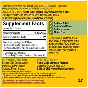 Nature Made Turmeric 500 mg Capsules for Wellness