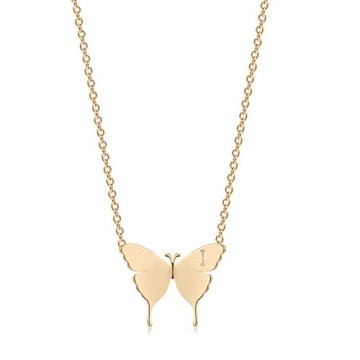 MEVECCO 18K Gold Plated Butterfly Initial Necklace - Personalized Women's Jewelry