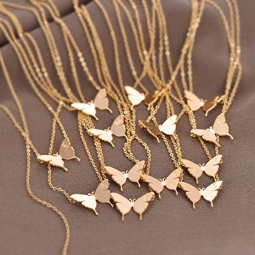 18K Gold Plated Butterfly Initial Necklace for Women