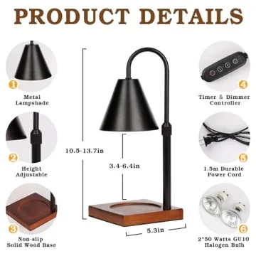 Modern Candle Warmer Lamp with Timer and Dimmable Control