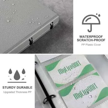 MyLifeUNIT Business Card Book, Name Card Holder Book with 600 Business Cards Capacity, Credit Card Book File Storage (Grey)