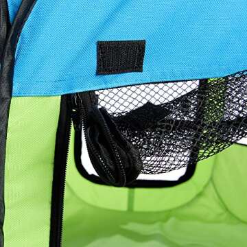 Pet Life All-Terrain Lightweight Wire-Framed Folding Collapsible Pet Playpen, Travel Cat and Dog Playpen, Features Breathable Mesh and Zippered Entrances with Carrying case
