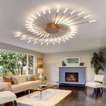 RRDEFSD Modern LED Ceiling Light,42-Light Heads Flower Shape Ceiling Lights,Living Room Light Fixtur...