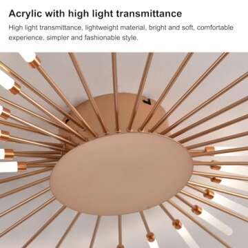 RRDEFSD Modern LED Ceiling Light,42-Light Heads Flower Shape Ceiling Lights,Living Room Light Fixtures Ceiling,Flush Mount Chandelier,Metal Acrylic Ceiling Lamps for Bedroom,Dining Room(Gold)
