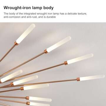 RRDEFSD Modern LED Ceiling Light,42-Light Heads Flower Shape Ceiling Lights,Living Room Light Fixtures Ceiling,Flush Mount Chandelier,Metal Acrylic Ceiling Lamps for Bedroom,Dining Room(Gold)