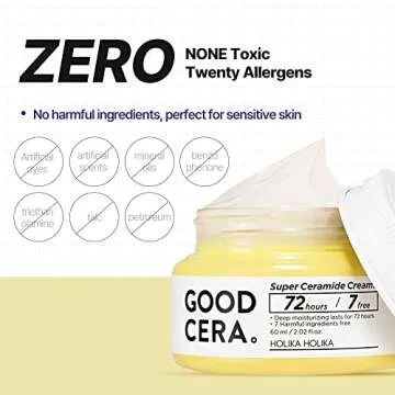 HOLIKA HOLIKA Good Cera Super Ceramide Cream | Soothing Facial Cream & Skin Moisturizer | Ceramide Cream Korean Moisturizer for Face | Deeply Nourishing Face Cream for Dry Skin 2.02 fl oz