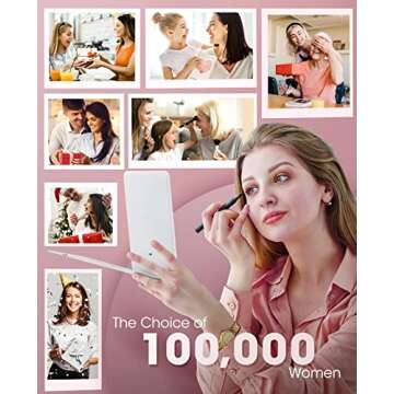 Jack & Rose Travel Mirror with Light, Folding Travel Mirror Led Lighted Makeup Mirror