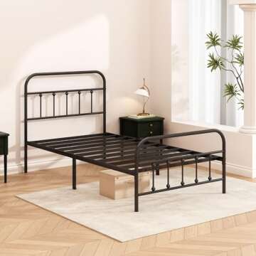 Kujielan Metal Bed Frame - Structurally Stable Heavy Duty Steel Slat Supported Twin Bed Frames,No Box Spring Needed for Easy Removal and Transport.