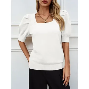 Trendy Women's Puff Short Sleeve Sweater Tops for 2024