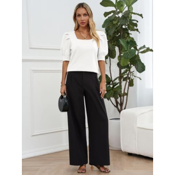 Trendy Women's Puff Short Sleeve Sweater Tops for 2024