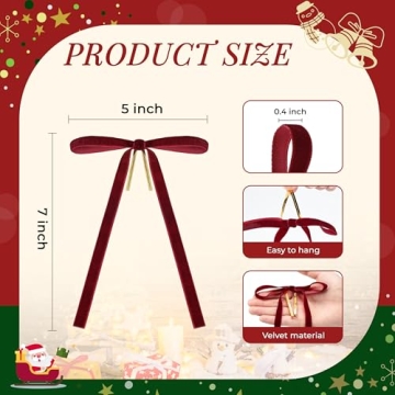 Der Rose 24 Velvet Christmas Bows for Festive Decor